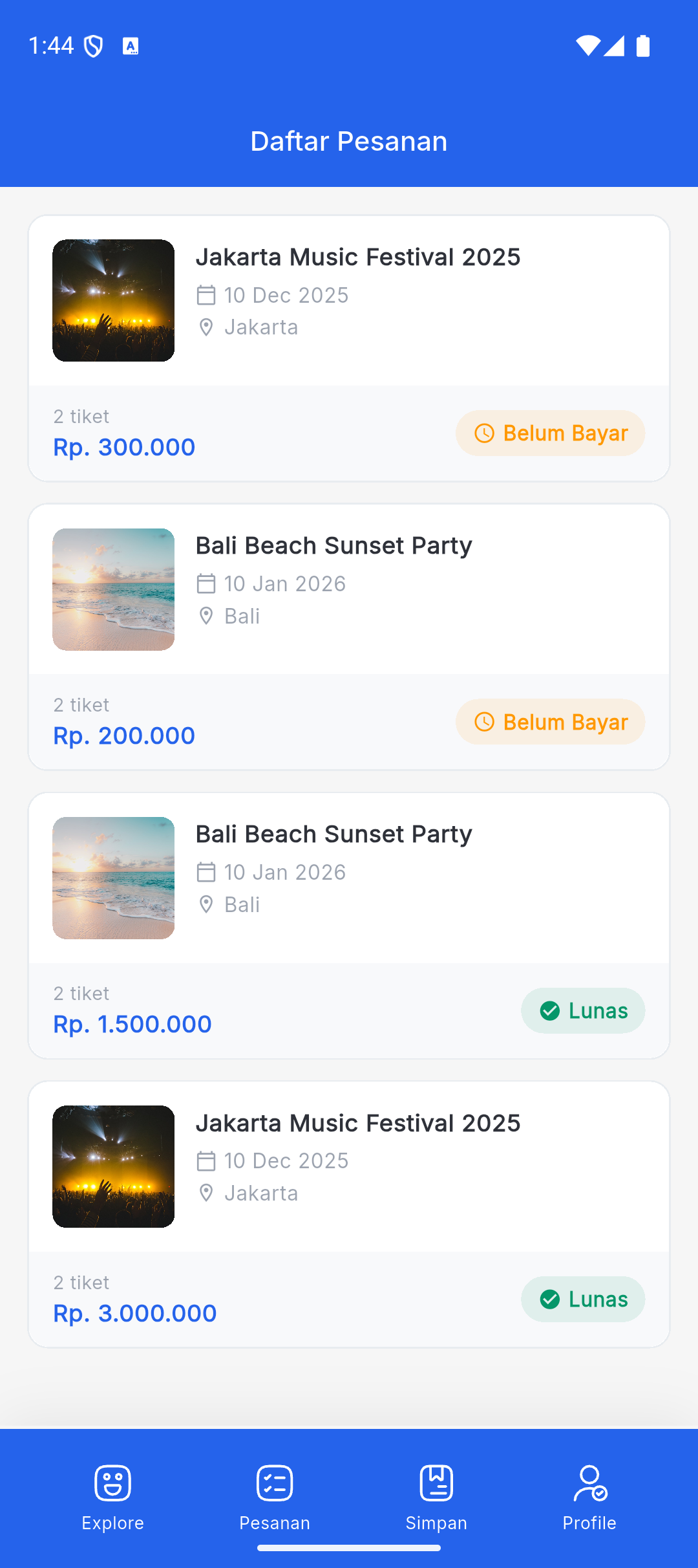 Daftar Pesanan